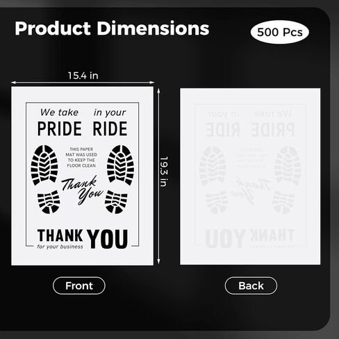 500 Pcs Paper Floor Mats for Cars - 20×16" Disposable Paper Automotive Floor Protectors, Auto Vehicles Floor Covers with Footprint Words, White Floor Pads for Cars in Saudi Arabia