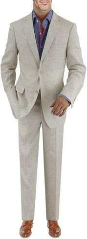 DTI BB Signature Italian Men's 2 Button Linen Suit Modern Fit Jacket Plain Pant in Saudi Arabia