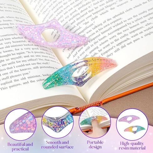 2 Pcs Rhinestones Thumb Book Page Holder, Thumb Bookmark for Reading, Glitter Diamond Dotting Book Opener Holder Thumb, Gifts for Bookworm, Readers, Literary, Teachers in Saudi Arabia