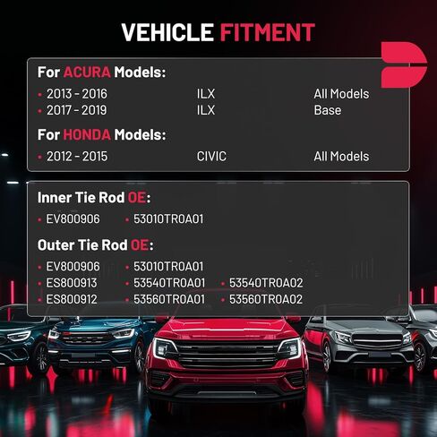 طقم أطراف قضيب ربط BDFHYK 6 قطع متوافق مع Honda Civic 2012-2015، 2*قضيب ربط داخلي EV800906+1*قضيب ربط خارجي ES800912+1*قضيب ربط خارجي ES800913+2*غطاء غبار in Kuwait