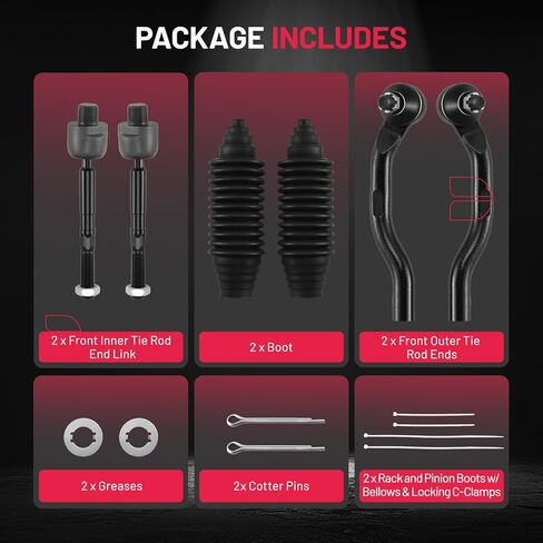 طقم أطراف قضيب ربط BDFHYK 6 قطع متوافق مع Honda Civic 2012-2015، 2*قضيب ربط داخلي EV800906+1*قضيب ربط خارجي ES800912+1*قضيب ربط خارجي ES800913+2*غطاء غبار in Kuwait