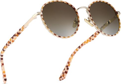 نظارات شمسية مستقطبة دائرية كلاسيكية للنساء، ظلال عتيقة للحماية من الأشعة فوق البنفسجية 400، إطار معدني خفيف الوزن من الأسيتات in Kuwait