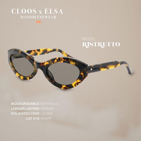 Christopher Cloos - Elsa Collection (Ristretto) - Women's Polarized Scandinavian Designer Sunglasses - High-end Cat Eye Sunglasses for Women - Womens Stylish Retro Sunglasses in Kuwait