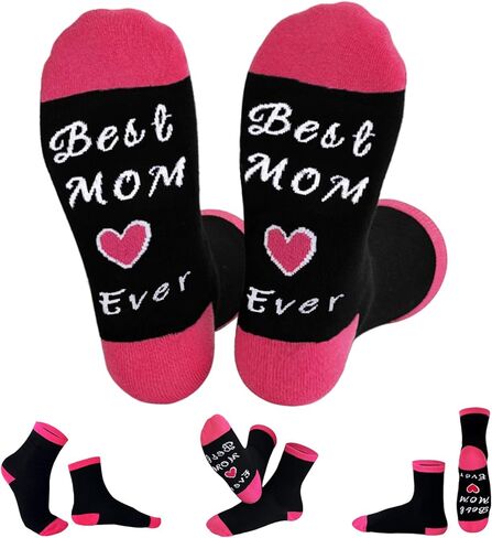 6 أزواج من الجوارب النسائية المرحة، جوارب هدايا عيد الأم، هدايا عيد ميلاد الأم، هدايا مبتكرة للأم، عيد الأم، عيد الميلاد، عيد الحب (وردي وأسود) in Kuwait
