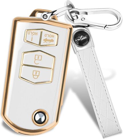 لغطاء مفتاح Mazda Key Fob، غطاء مفتاح السيارة عن بعد 4 أزرار متوافق مع Mazda 3 6 8 CX-3 CX-5 CX-7 CX-9 Miata MX-5 RX-8 (فضي وردي) in Saudi Arabia