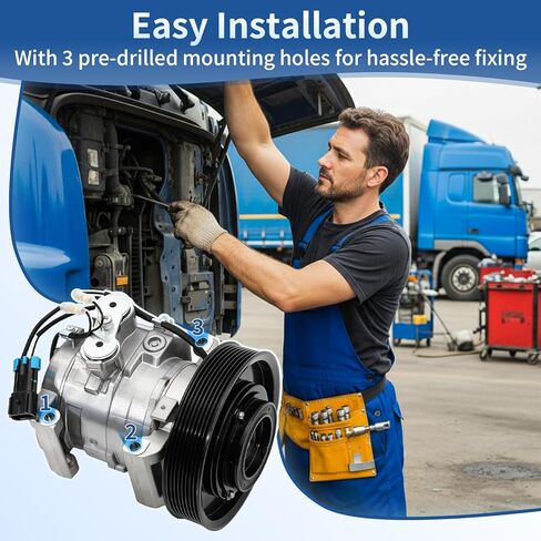 AC Compressor with Clutch Automitive Replacement Air Conditioning Compressor Compatible with Freightliner Cascadia 2011-2019, Replace # 2265771000 A2265771000 CO29043C in Saudi Arabia