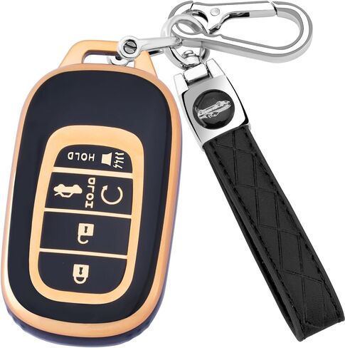 لغطاء مفتاح Honda Key fob مع سلسلة مفاتيح، غطاء غطاء غطاء مفتاح حماية ناعم من مادة TPU متوافق مع 2022 2023 2024 Honda Accord Civic HR-V CR-V Pilot Smart Remote Key Shell (وردي) in Kuwait