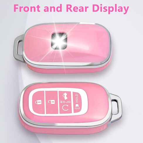 لغطاء مفتاح Honda Key fob مع سلسلة مفاتيح، غطاء غطاء غطاء مفتاح حماية ناعم من مادة TPU متوافق مع 2022 2023 2024 Honda Accord Civic HR-V CR-V Pilot Smart Remote Key Shell (وردي) in Kuwait