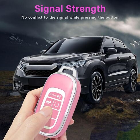 لغطاء مفتاح Honda Key fob مع سلسلة مفاتيح، غطاء غطاء غطاء مفتاح حماية ناعم من مادة TPU متوافق مع 2022 2023 2024 Honda Accord Civic HR-V CR-V Pilot Smart Remote Key Shell (وردي) in Kuwait