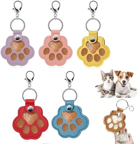 5 Pcs Dog Fur Storage Keychain Pet Paw Keepsake, Pet Memorial Gifts for Bag Purse Key Holder in Saudi Arabia