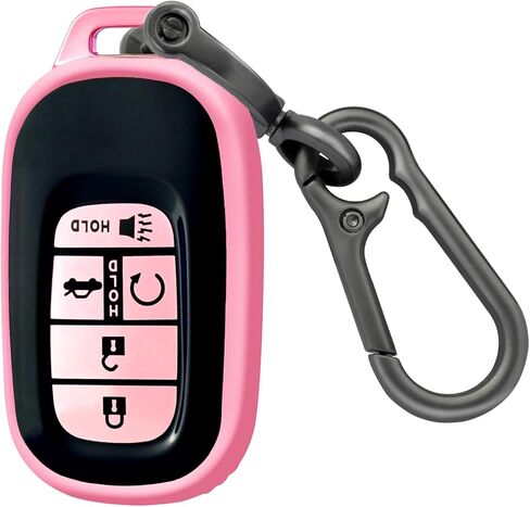 لغطاء مفتاح Honda Key fob مع سلسلة مفاتيح، غطاء غطاء غطاء مفتاح حماية ناعم من مادة TPU متوافق مع 2022 2023 2024 Honda Accord Civic HR-V CR-V Pilot Smart Remote Key Shell (وردي) in Kuwait