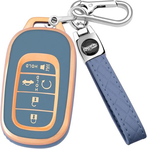 لغطاء مفتاح Honda Key fob مع سلسلة مفاتيح، غطاء غطاء غطاء مفتاح حماية ناعم من مادة TPU متوافق مع 2022 2023 2024 Honda Accord Civic HR-V CR-V Pilot Smart Remote Key Shell (وردي) in Kuwait