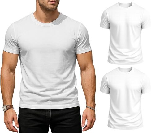 Men’s Solid Pure Cotton Half Sleeve T-Shirts (Pack of 2), Classic Crew Neck Soft & Comfortable Everyday Wear in Saudi Arabia