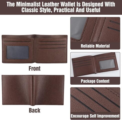 12 قطعة من محافظ جلدية ثنائية الطي للرجال، محفظة رجالية كبيرة للنقش بنفسك، محافظ هدايا مخصصة من جلد البولي يوريثان، مقاس 4.53 × 3.54 بوصة، بني in Kuwait