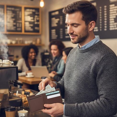 12 قطعة من محافظ جلدية ثنائية الطي للرجال، محفظة رجالية كبيرة للنقش بنفسك، محافظ هدايا مخصصة من جلد البولي يوريثان، مقاس 4.53 × 3.54 بوصة، بني in Kuwait