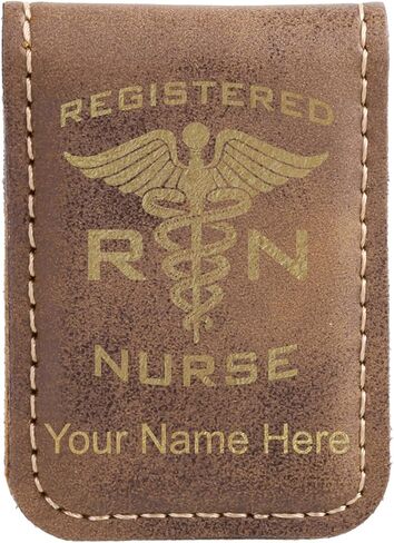 LaserGram Slim Magnetic Money Clip, RN Registered Nurse, Personalized Engraving Included (Light Brown) in Saudi Arabia