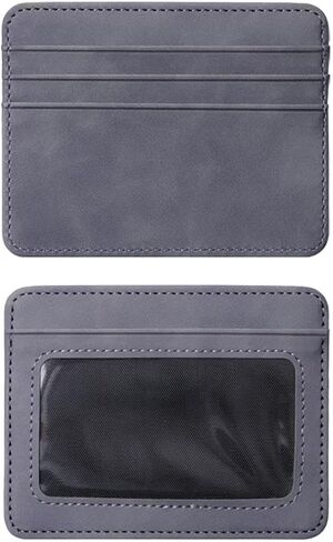 Slim Card Holder Wallet for Men, Black faux crocodile leather, Multiple Card Slots with ID Window, Minimalist Design (Black) in Kuwait