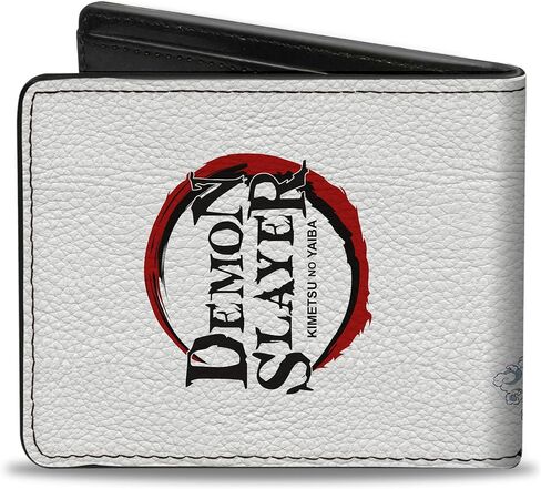 Demon Slayer Wallet, Bifold, Demon Slayer Giyu and Sabito Warding Mask Pose and Logo White, Vegan Leather in Saudi Arabia