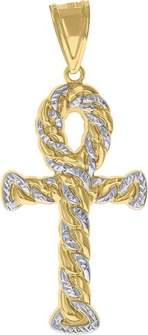 قلادة دينية ملتوية من الذهب بدرجتين من اللون عيار 10 قيراط للرجال من Ankh Cross in Saudi Arabia