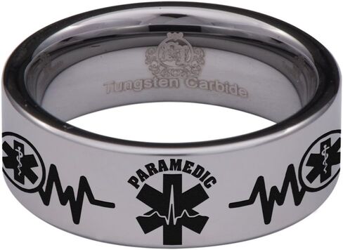 Friends of Irony Tungsten Carbide Paramedic Ring Wedding Band Anniversary Ring for Men and Women 8mm in Saudi Arabia