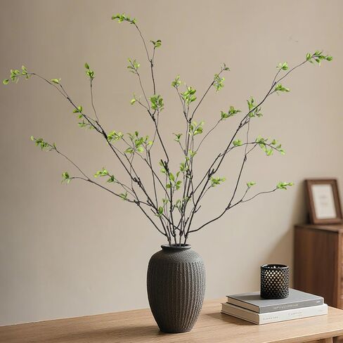 4 قطع من فروع اللبخ الاصطناعي من شيريكا، سيقان الأوكالبتوس الصناعية 47.2 سم للمزهرية، نباتات خضراء وهمية في الداخل، أغصان وفروع ذات ملمس حقيقي لحشو المزهريات، ديكور المنزل، زخرفة القطع المركزية (أخضر) in Kuwait