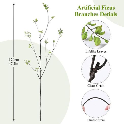 4 قطع من فروع اللبخ الاصطناعي من شيريكا، سيقان الأوكالبتوس الصناعية 47.2 سم للمزهرية، نباتات خضراء وهمية في الداخل، أغصان وفروع ذات ملمس حقيقي لحشو المزهريات، ديكور المنزل، زخرفة القطع المركزية (أخضر) in Kuwait