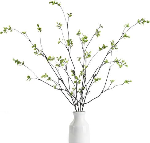 4 قطع من فروع اللبخ الاصطناعي من شيريكا، سيقان الأوكالبتوس الصناعية 47.2 سم للمزهرية، نباتات خضراء وهمية في الداخل، أغصان وفروع ذات ملمس حقيقي لحشو المزهريات، ديكور المنزل، زخرفة القطع المركزية (أخضر) in Kuwait