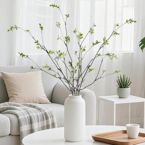 4 قطع من فروع اللبخ الاصطناعي من شيريكا، سيقان الأوكالبتوس الصناعية 47.2 سم للمزهرية، نباتات خضراء وهمية في الداخل، أغصان وفروع ذات ملمس حقيقي لحشو المزهريات، ديكور المنزل، زخرفة القطع المركزية (أخضر) in Kuwait