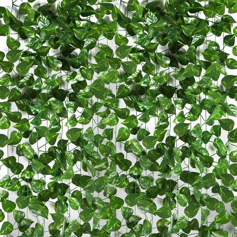 Kalolary 174FT Artificial Ivy Garland, 24 Pack Scindapsus Leaf Fake Vines Plants Garland Hanging Aesthetic Plants Greenery Green Leaves for Wedding Bedroom Garden Party Office Wall Outdoor Decoration in Saudi Arabia
