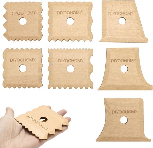 DIYOOHOMY 7 Pcs Pottery Ribs Foot Shaper Trimming Tools Clay Texture Ribs Mud Throwing Clay Ceramic Pottery Smoothing Shapes Sculpting Carving Wooden DIY Supplies in Kuwait