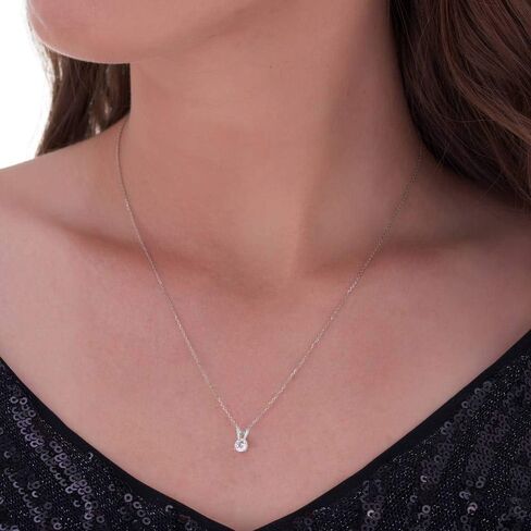 P3 POMPEII3 Pompeii 1/2Ct TW Diamond Solitaire Necklace Studs Set 14K White Gold Lab Grown (G-H,VS2-SI1) in Saudi Arabia
