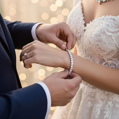 Silver Jewelry Set for Women, Necklace Earring Bracelet Set, Bridal Wedding Jewelry for Brides and Bridesmaids, Elegant Prom Party Costume Accessories Gift in Kuwait