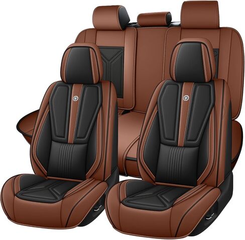 Car Seat Cover for Cadillac CTS 2003-2019,Leather Seat Cover for Car,Breathable Vehicle Cushions Cover Waterproof Protectors Seat Protector, (Full Set,Beige&Brown) in Kuwait