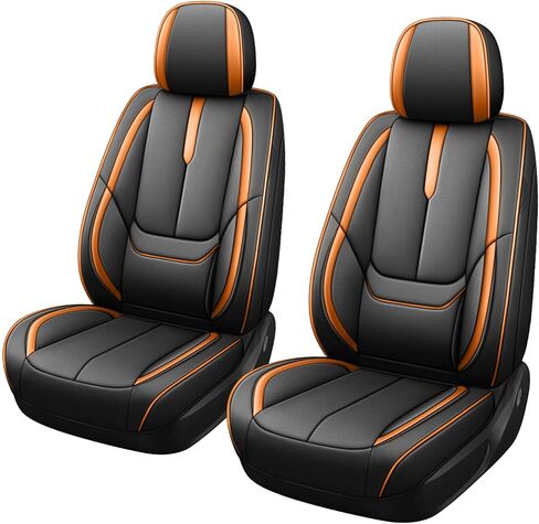 Car Seat Cover for Dodge Charger 2006-2023,Premium Faux Leather Seat Cover | Breathable Waterproof Sports Drive in Style,Easy to Install Seat Covers (Full Set/Black - White) in Kuwait