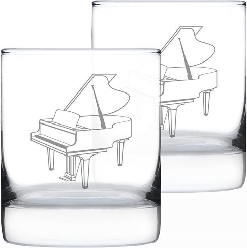 Grand Piano Rocks Glass - Music Gifts for Piano Players, Teachers and Musical Accessories for Musicians that Play Keys - 10.25 Oz Glasses in Saudi Arabia