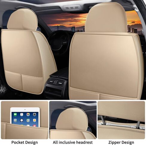 Car Seat Cover for Jaguar S-Type 2000-2008 Full Coverage with Self-Lumbar Nappa Leather Car Seat Cover,Fashion Waterproof Easy to Install,Auto Interior Accessories.Deluxe Beige in Saudi Arabia