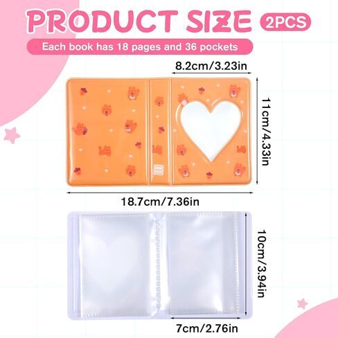 قطعتان من ألبوم Photocard Binder، ألبوم صور صغير مقاس 3.2 بوصة مع 36 جيبًا، حامل كتب لبطاقات الصور المجوفة على شكل قلب الحب للصور وبطاقات الصور الفوتوغرافية in Saudi Arabia