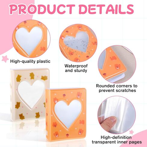 قطعتان من ألبوم Photocard Binder، ألبوم صور صغير مقاس 3.2 بوصة مع 36 جيبًا، حامل كتب لبطاقات الصور المجوفة على شكل قلب الحب للصور وبطاقات الصور الفوتوغرافية in Saudi Arabia