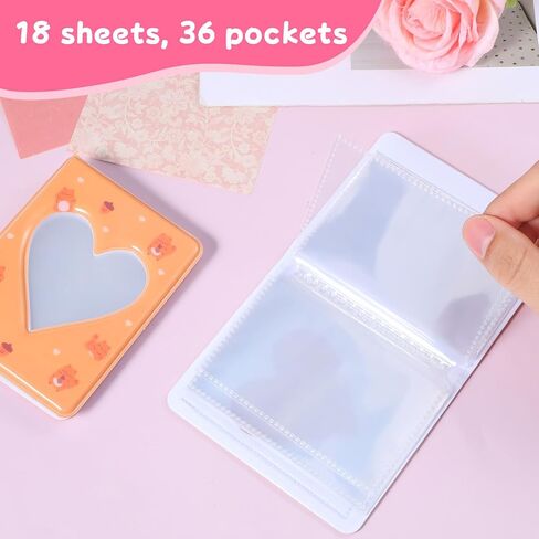 قطعتان من ألبوم Photocard Binder، ألبوم صور صغير مقاس 3.2 بوصة مع 36 جيبًا، حامل كتب لبطاقات الصور المجوفة على شكل قلب الحب للصور وبطاقات الصور الفوتوغرافية in Saudi Arabia