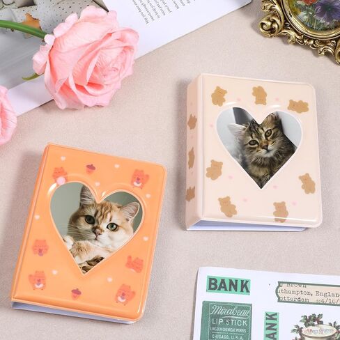 قطعتان من ألبوم Photocard Binder، ألبوم صور صغير مقاس 3.2 بوصة مع 36 جيبًا، حامل كتب لبطاقات الصور المجوفة على شكل قلب الحب للصور وبطاقات الصور الفوتوغرافية in Saudi Arabia