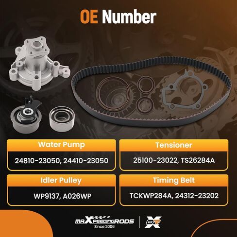 مجموعة حزام توقيت المحرك maxpeedingrods مضخة مياه مع شداد لسيارة Hyundai Elantra 2007-2010 Tucson 2005-2009 Kia Spectra/Spectra5 2007-2009 Soul 2010 2.0L TCKWP284A in Saudi Arabia