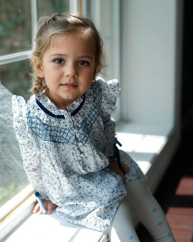 Toddler Baby Girl’s Floral Smocked Dresses | Long Sleeve Ruffle Vintage Dress with Bow in Saudi Arabia