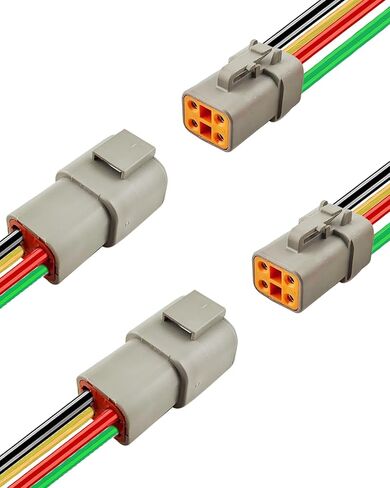 10 AWG 2 Pin DTP موصل، موصلات كهربائية مقاومة للماء في اتجاهين للسيارات شديدة التحمل، سلك كابل 10 قياس للذكور والإناث، حزام توصيل سريع لسيارة شاحنة قارب LED-2 حزمة in Kuwait