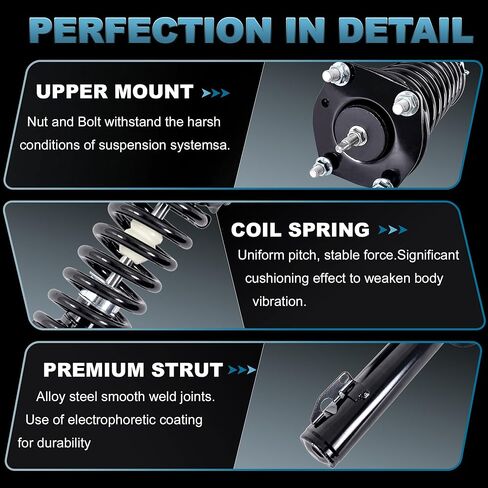 Front Pair Shock Struts Spring Assembly Compatible for AUDI A3 Quattro 2006-2013, Compatible for Volkswagen Golf Jetta GTI Beetle 2005-2017, Replace# 172311, 2PCS in Saudi Arabia
