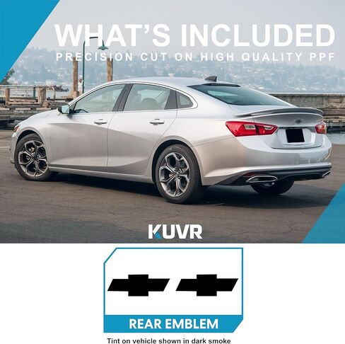 Pre-Cut Rear Emblem Tint Compatible with Chevrolet Malibu 2019-2025 | Precision Cut Stretchable PPF Vinyl Overlay Cover Wrap Dark Smoke (Pack of 2) in Saudi Arabia