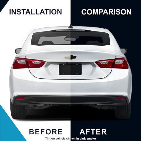 Pre-Cut Rear Emblem Tint Compatible with Chevrolet Malibu 2019-2025 | Precision Cut Stretchable PPF Vinyl Overlay Cover Wrap Dark Smoke (Pack of 2) in Saudi Arabia