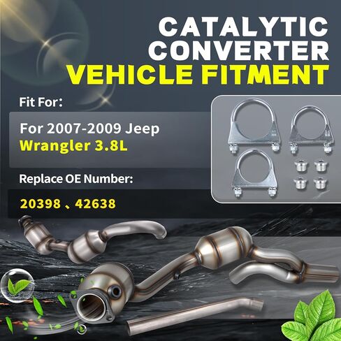 المحول الحفاز الأمامي لسيارة جيب رانجلر JK 3.8L، Y-Pipe 2007-2009، استبدال المحول الحفاز 20398 42638 (متوافق مع وكالة حماية البيئة) in Saudi Arabia