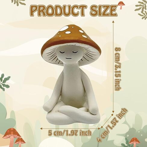 Meditation Mushroom Resin Statue - Cute Yoga Meditation Mushroom Statue for Desk Living Room Resin Figurine for Home Patio Office Decor Cute Plant Statues for Tabletop Garden Backyard Decor in Saudi Arabia