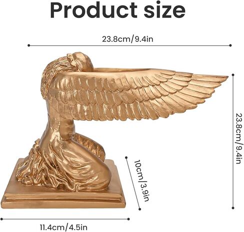 تمثال ملاك تابوت الركوع قطعتين من تمثال الراتنج المزخرف بأجنحة الصلاة منحوتة سطح المكتب لدعائم الأفلام الداخلية 9.4 بوصة ذهبي in Kuwait