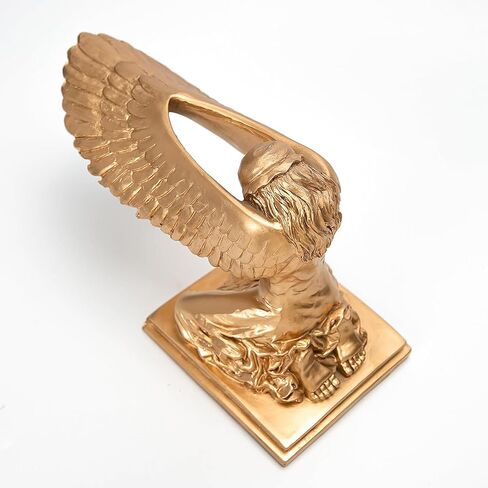 تمثال ملاك تابوت الركوع قطعتين من تمثال الراتنج المزخرف بأجنحة الصلاة منحوتة سطح المكتب لدعائم الأفلام الداخلية 9.4 بوصة ذهبي in Kuwait